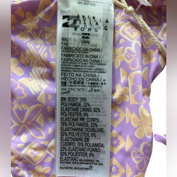 NEW BILLABONG catch the sun rev tie skmp hik bikini in multi - Picture 7 of 14